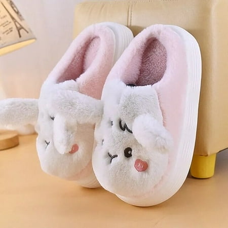 

CoCopeanut Home Plush Slipper for Women Autumn Cute Rabbit Paltform Girls Slippers Winter Thick Sole Comfy Light Quiet Female Shoes Sandals