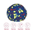 thumbnail image 5 of KLL Lemons And Chili Pattern Shower Cap & Bath Cap for Women,Reversible Oversized Waterproof Shower Caps for all Hair Lengths,Elastic Reusable Bathing Hair Cap, 5 of 6