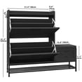 thumbnail image 2 of Dextrus Shoe Cabinet,with Shoe Bench,Farmhouse Shoe Storage Organizer with 2 Flip Drawers for 16 Pairs for Entryway, Foyer, Hallway, Black, 2 of 6