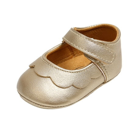 Puntoco Baby Girls Mary Jane Flats with Bownot Non Slip Soft Sole PU Leather Newborn Infant Toddler First Walker Cirb Dress Shoes Kids Shoes Clearance