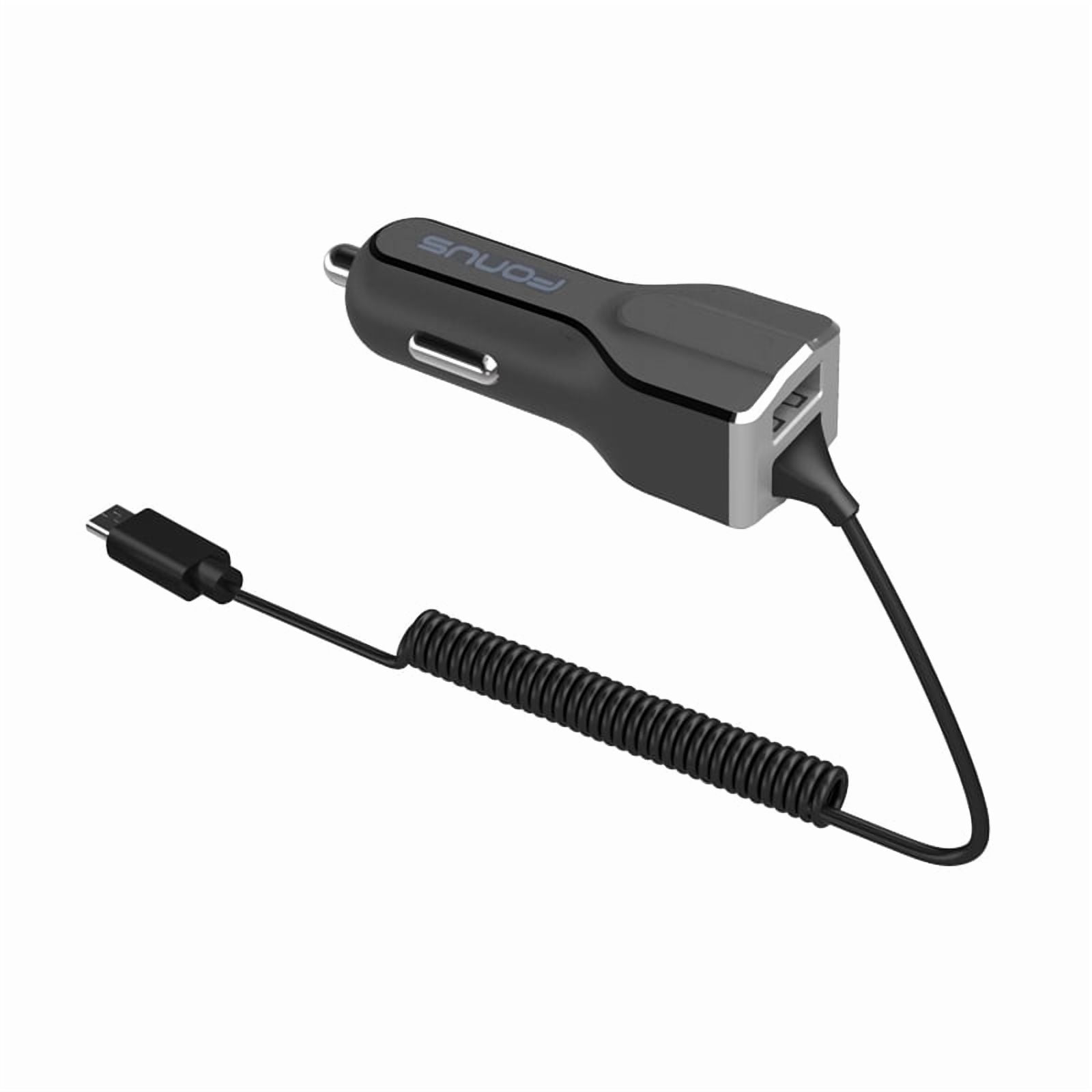Car Charger for Nokia T20/T21 - 30W Type-C Power Adapter DC Socket Fast USB Port Coiled Cable