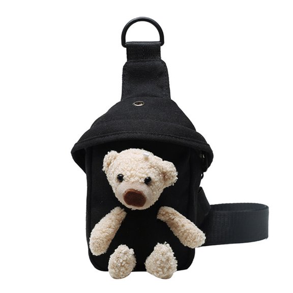 Yoziaaoa 1 pcs Kawaii Bear Fanny Bag, Canvas Adjustable Strap Messenger Bag, Cute Shoulder Waist Bag for Hiking, Casual, Travel