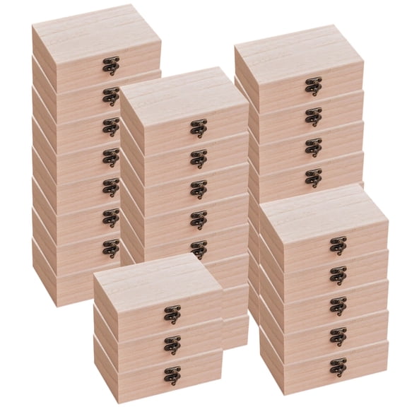 24 Pcs Vintage Wooden Boxes with Metal Lock, 6 x 4 x 2 Inches, Unfinished Pinewood for DIY, Craft Storage, Jewelry, Gift Boxes, Small Item Organizers