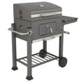 thumbnail image 1 of Portable Charcoal Grills with 2 wheels, Premium BBQ Square Oven Charcoal Meat Foldable Side Shelf, Outdoor BBQ Grill with Temperature Gauge and Enameled Grates for Outdoor Picnic Patio Camping, S9446, 1 of 8