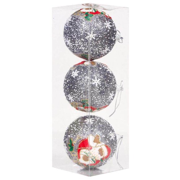 3 Pieces/Set Christmas Ball Ornament Xmas Tree Decoration Pendant Balls Holiday Window Decorative Office Dormitory Dark Gray