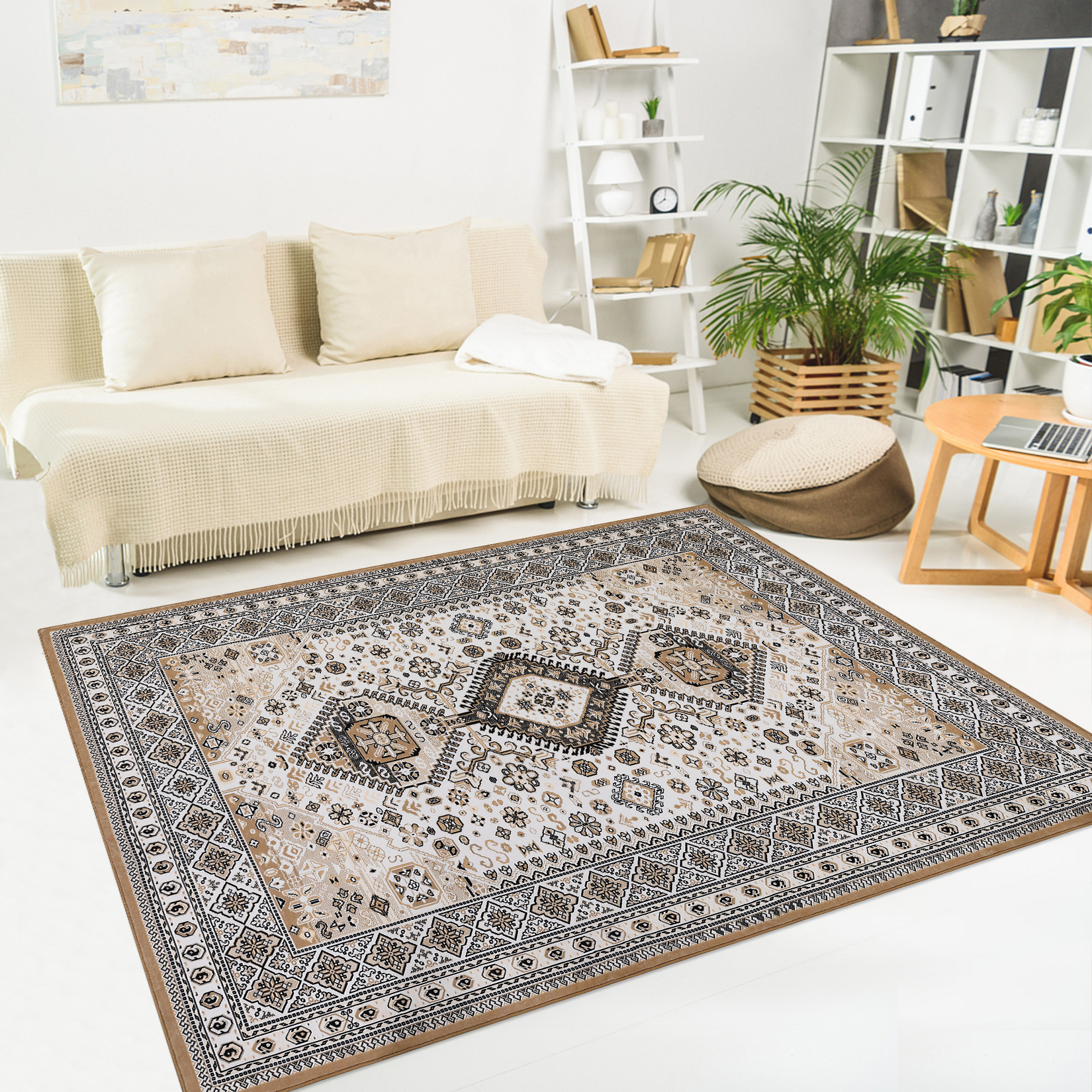 ZACOO 5' x 7' Machine Washable Area Rug Soft Thin Bedroom Rug Persian