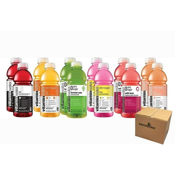 WESTERNMBY Vitamin Water ZERO Sugar | All Flavor Variety Pack, XXX, Rise, Gutsy, Shine,Squeezed, 20 fl oz, 12 bottles