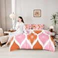 thumbnail image 5 of Homewish Bohemian Swirl Damask 7pcs Queen Bedding,Geometric Artwork Bedding Comforter Set Queen,Pink Orange,Reversible, 5 of 8