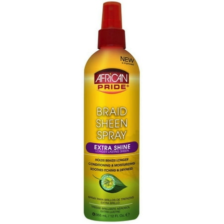 African Pride Braid Sheen Spray, Extra Shine 12 oz (Pack of 2)