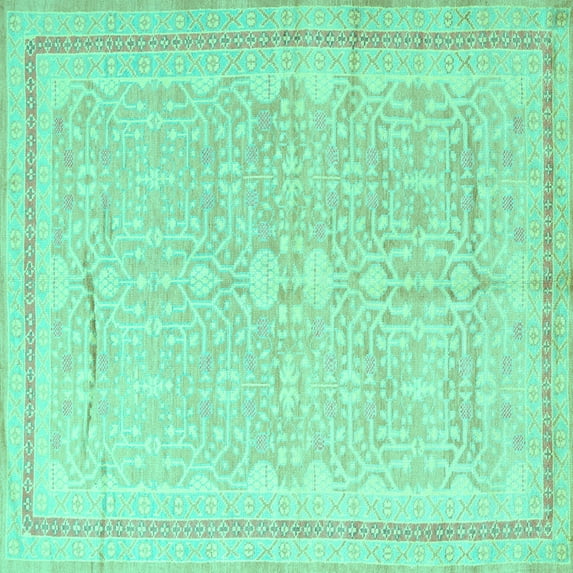 Ahgly Company Indoor Square Persian Turquoise Blue Traditional Area Rugs, 5' Square