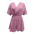 thumbnail image 3 of Women's V-Neck Wide Leg Short Sleeve Jumpsuit - Casual Summer Romper for Daily/Home Comfort, 3 of 3