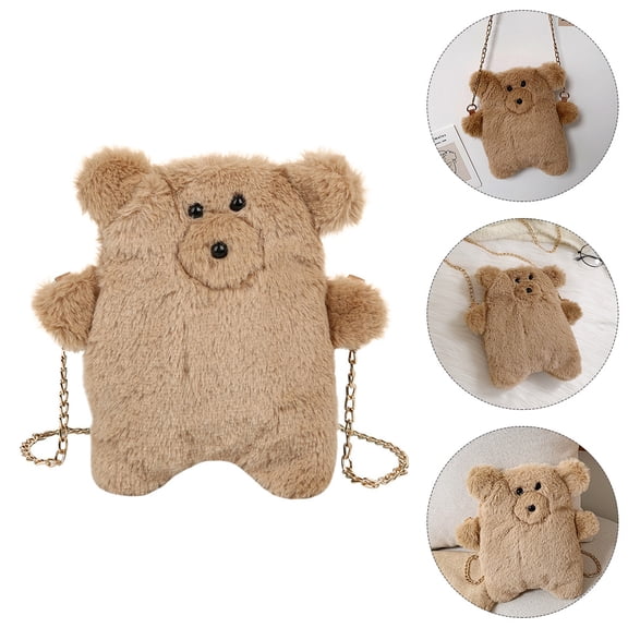 Luxshiny 1Pc Plush Bear Crossbody Bag Brown Shoulder Bag with Moderate Storage for Essentials