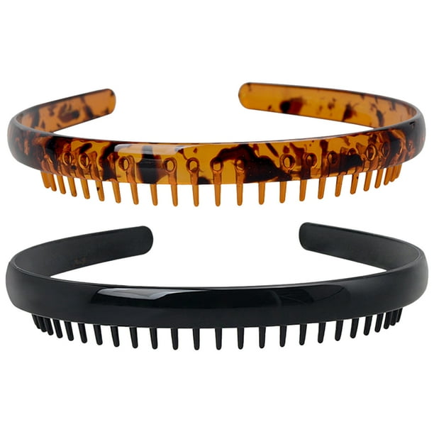 2 diademas con peine de dientes para mujer, diadema dentada, aros antideslizantes para peinar el cabello.