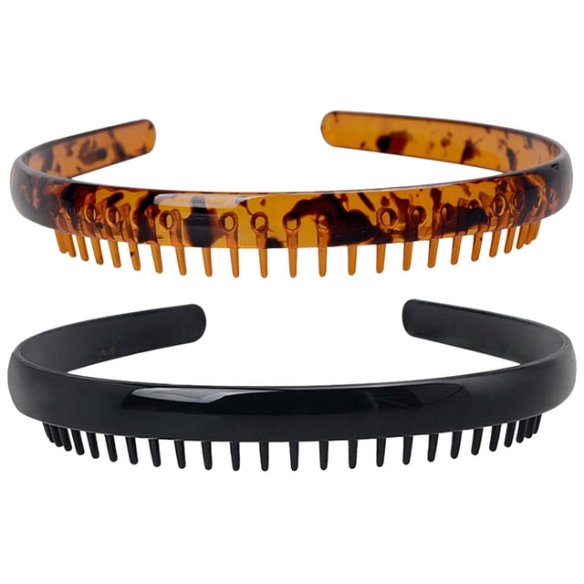 2 diademas con peine de dientes para mujer, diadema dentada, aros antideslizantes para peinar el cabello.