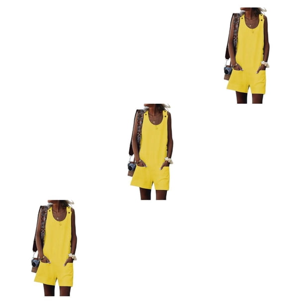 Sonducket Mujeres Cuello Sin Mangas Mono General Estilo Casual Bolsillos Delanteros Mono Mameluco Camping Viajar Amarillo M Type1 NO1