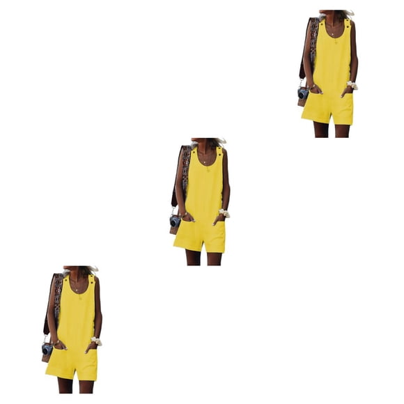 Sonducket Mujeres Cuello Sin Mangas Mono General Estilo Casual Bolsillos Delanteros Mono Mameluco Camping Viajar Amarillo M Type1 NO1