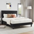 thumbnail image 3 of Novilla Full Size Platform Bed Frame with Velvet Headboard, Full Bed Frame with Wooden Slats Support, Fully Upholstered Mattress Fundation, No Box Spring Needed, Heavy Duty Feet, Easy Assembly, Black, 3 of 8