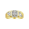 thumbnail image 1 of RYLOS Men's Rings Yellow Gold Plated Silver Classic 7X5MM Oval Gemstone & Diamond Ring White Topaz April Birthstone Rings For Men Size 9, 1 of 7
