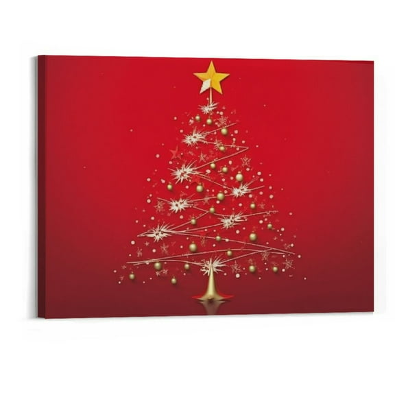 Shiartex Colorful Christmas Tree Canvas Prints Wall Art 20x16in for Living Room Bedroom 20x16in