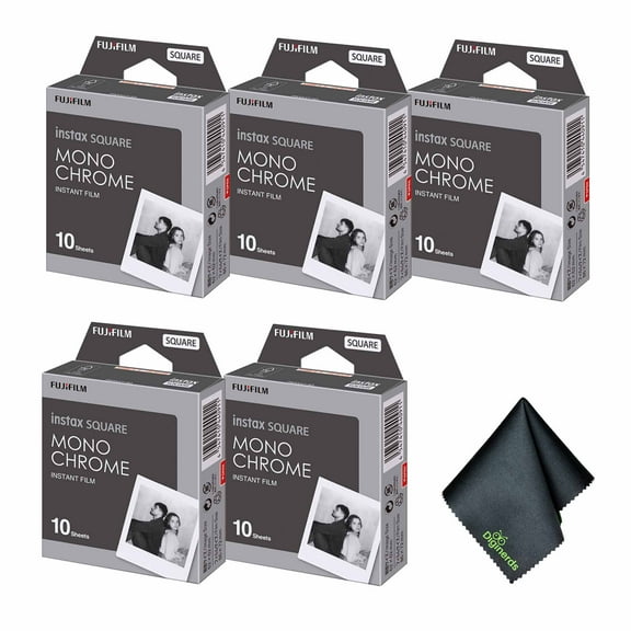 FUJIFILM INSTAX SQUARE Monochrome Instant Film (50 Exposures)   Microfiber Cleaning Cloth