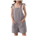 thumbnail image 5 of Kids Rompers Girls Sleeveless Adjustable Tie Up Strap Short Jumpsuits With Pocket Girls' Jumpsuit Grey 4 Years-5 Years, 5 of 5