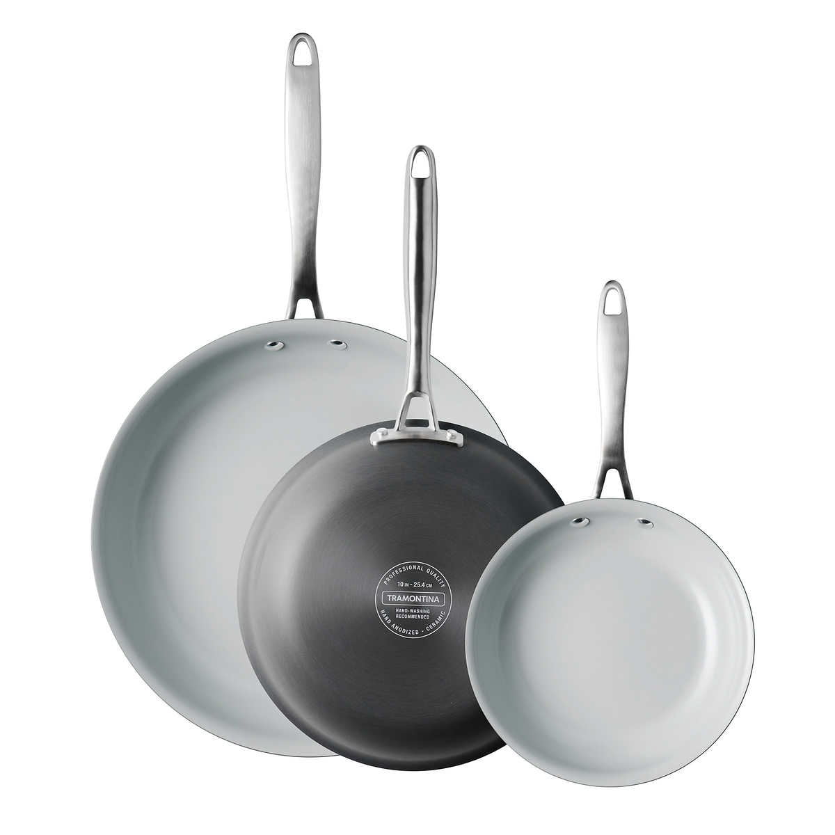 Tramontina Nonstick Hard Anodized Aluminum Ceramic Frying Pan, Set of 3