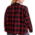 thumbnail image 3 of Women Plaid Shirt Flannel Oversized Checked Shirt Long Sleeve Blouse Tops, 3 of 6