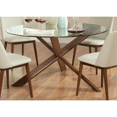 Barett Mid Century Modern Dining Table With Glass Top