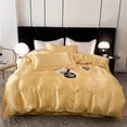 thumbnail image 3 of Juego de cama de seda nórdica satinada - Funda nórdica de lujo, sábana y fundas de almohada para, 3 of 6