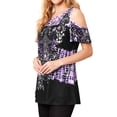 thumbnail image 5 of STARVNC Women Short Sleeve Boho Printing Colorblock Splice Tunic Top, 5 of 11