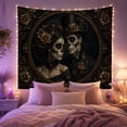 thumbnail image 2 of Gothic Sugar Skull Couple Portrait in Victorian Oval Frame, Moody Gothic for Dark Academia Fans, Wall Art Decor, Halloween Gift Tapestry Wall Hanging for Bedroom and Living Room, 2 of 7