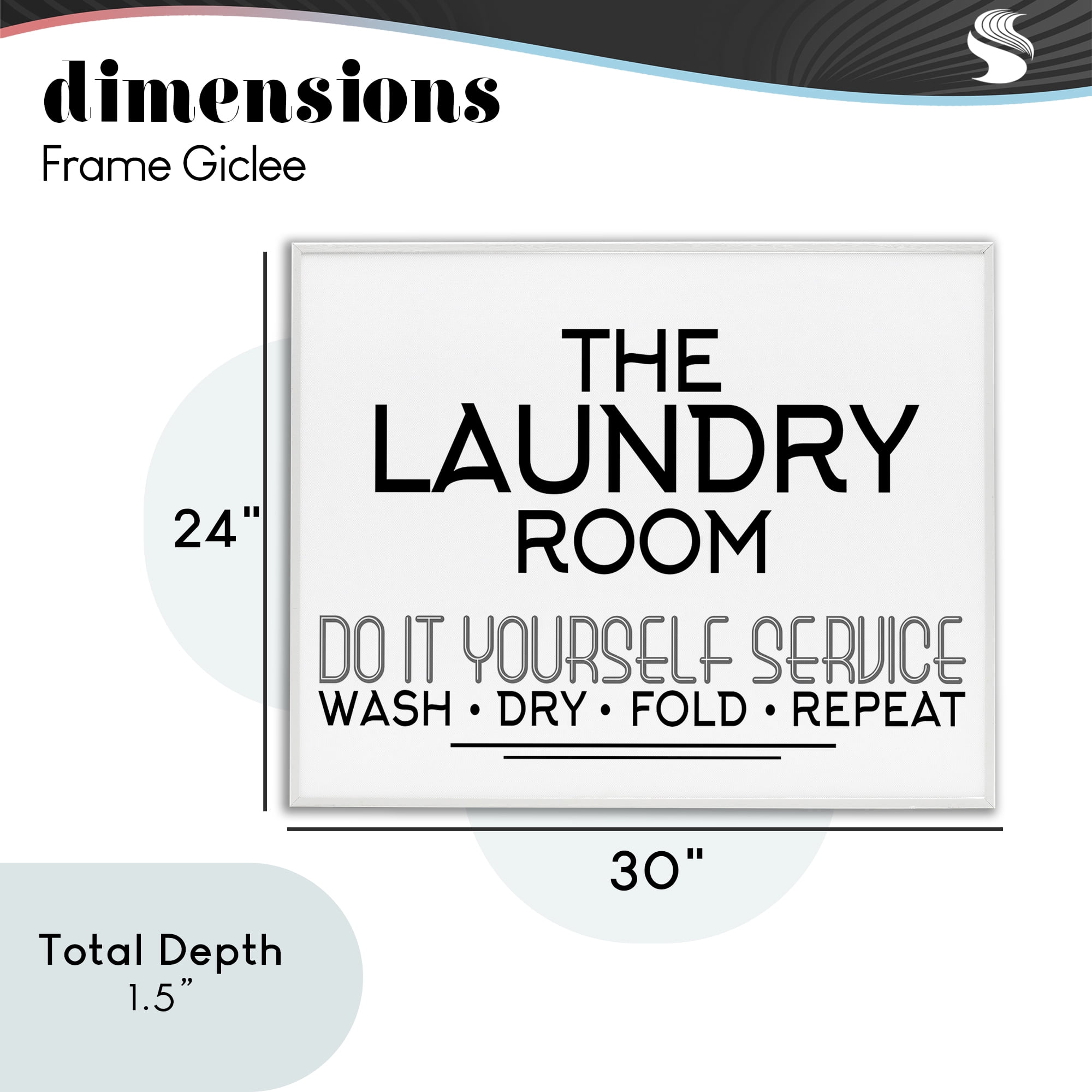 Do It Yourself Laundry Minimal White Framed Giclee Art, design by Kim Allen