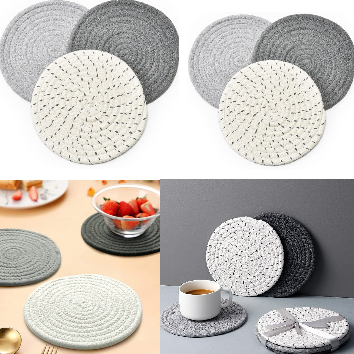 Pot Trivets TRIANU Set of 6 Placemats Washable Round Woven