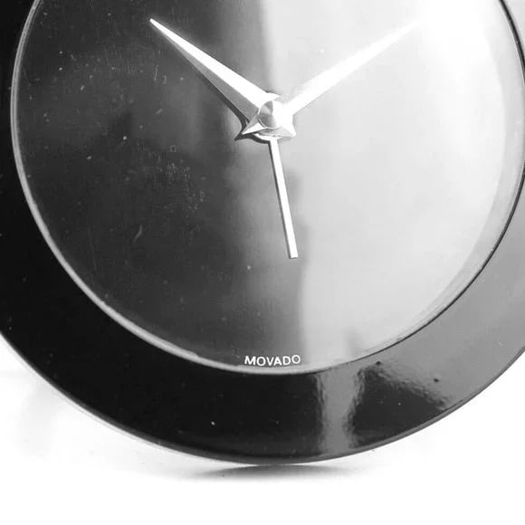 MOVADO BLACK ROUND TRAVEL ALARM CLOCK WITH CASE BRAND NEW ORIGINAL BOX GREAT GIFT 100% AUTHENTIC
