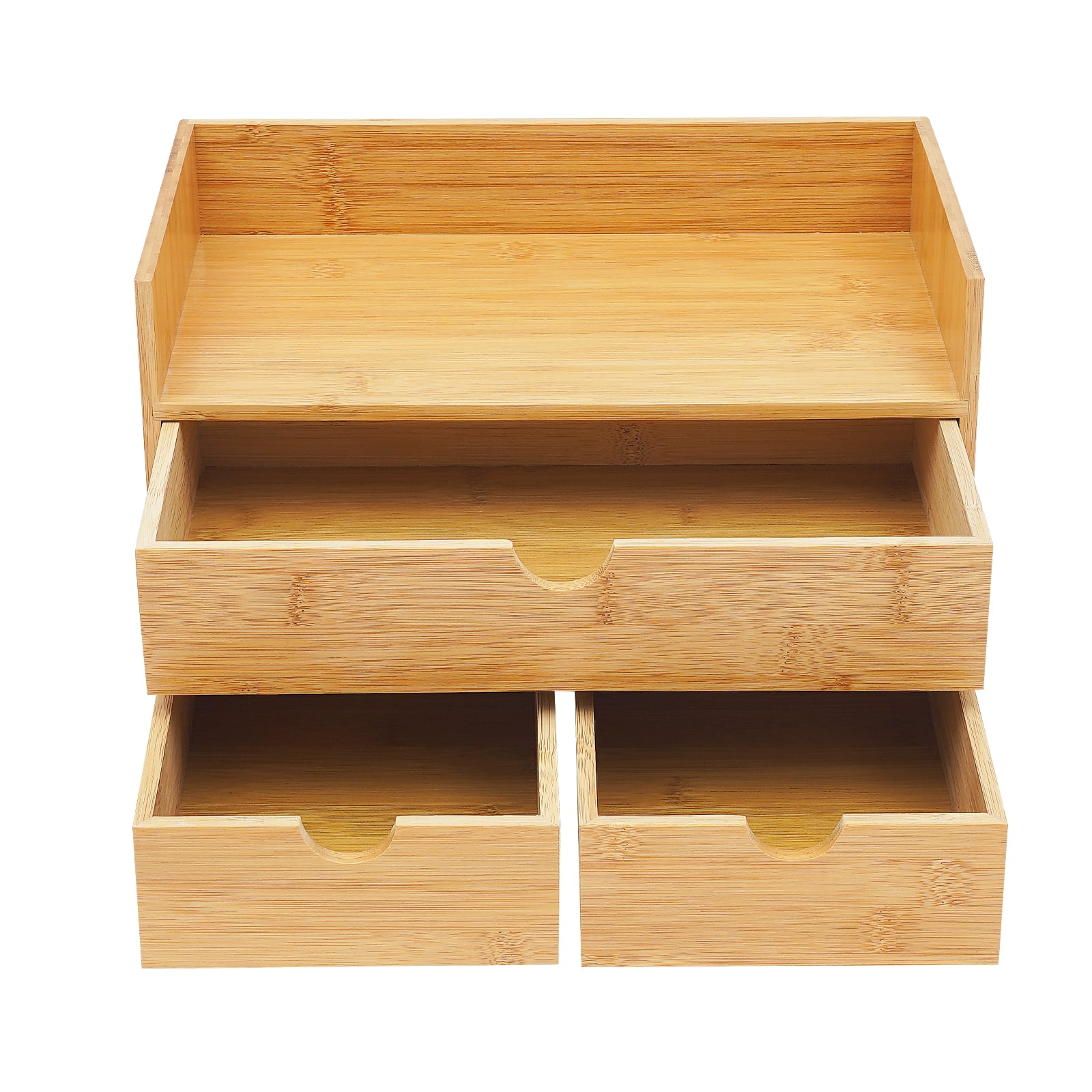 Vintoro Natural Bamboo Desk Organizer with 3 Drawers, Mini Storage Organization Box, for Office Home