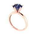 thumbnail image 2 of 2 ctw Solitaire Anniversary Ring for Women | Round Cut Simulated Blue Sapphire | Hyperallergenic Solid 18K Rose Gold, 2 of 5