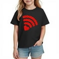 thumbnail image 2 of Girl's Graphic T-Shirt | WiFi Heart Design | 100% Cotton Soft Short Sleeve Tee | Valentine's Casual Top for Kids (Black),Size 9 T, 2 of 9