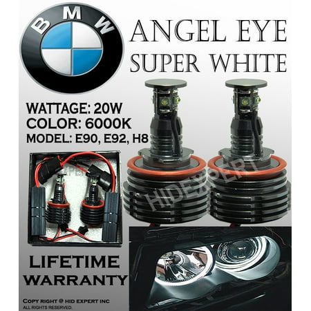Light Bulb Rings - JDM BMW ANGEL EYE HEAD LIGHT 20W E92 H8 HALO RING LED BULBS XENON WHITE