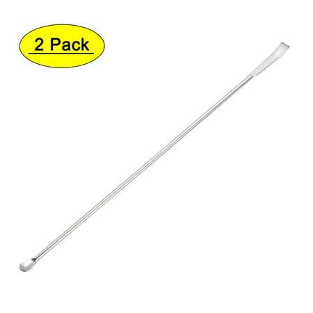 Unique Bargains 220mm 2 in 1 Double Head Stainless Steel Micro Lab Sampling Spoon 2 Pack