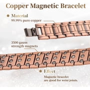 Wollet Copper Bracelet for Men 3X Magnetic Bracelets 99.99% Pure Copper Wristband