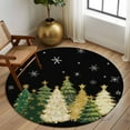 thumbnail image 3 of Black Christmas Tree Round Rug 5ft Washable Circle Kitchen Rugs Non Slip Xmas Tree Winter Snowflake Large Area Rug Indoor Floor Carpet for Bedroom Living Room Home Office Dining Room Nursery, 3 of 8