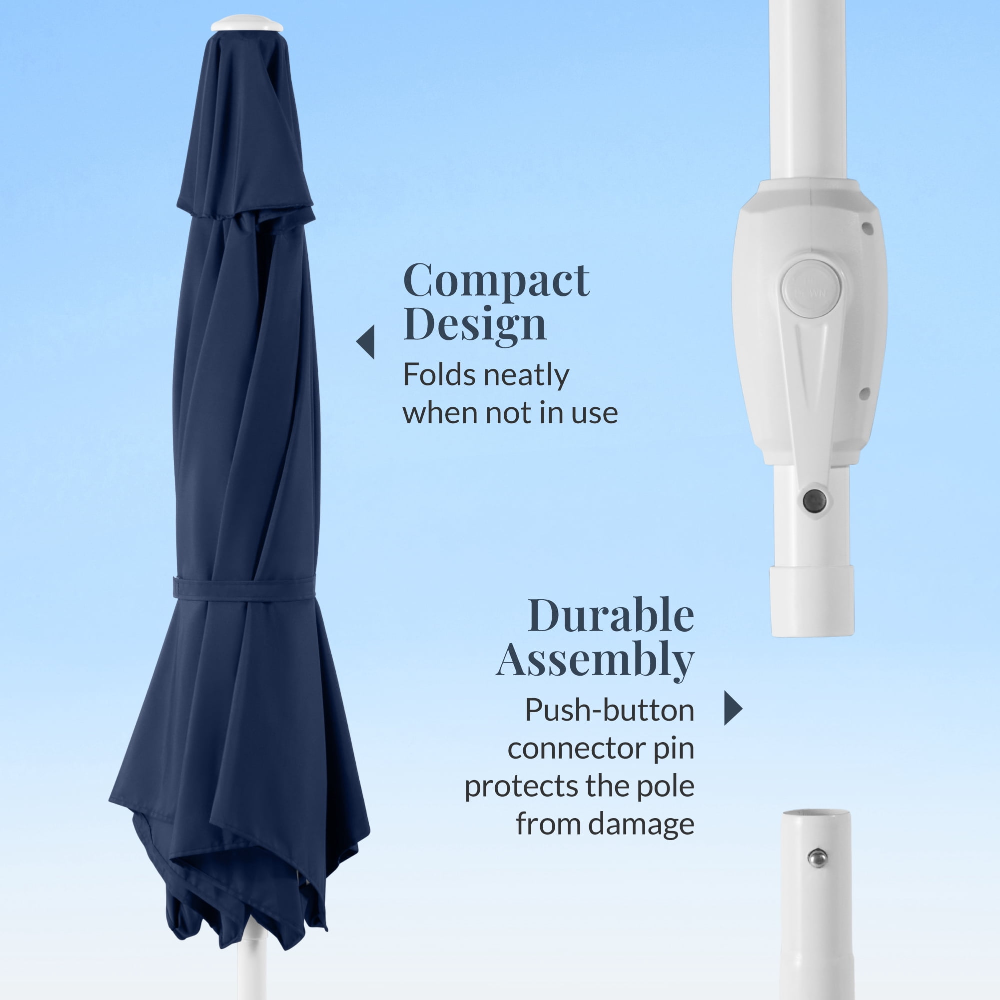 Best Choice Products 7.5ft Patio Umbrella White Pole, Outdoor Market Umbrella Steel Pole - Navy