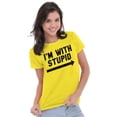thumbnail image 5 of I'm With Stupid Classic Rude Insult Women's T Shirt Ladies Tee Brisco Brands 3X, 5 of 6