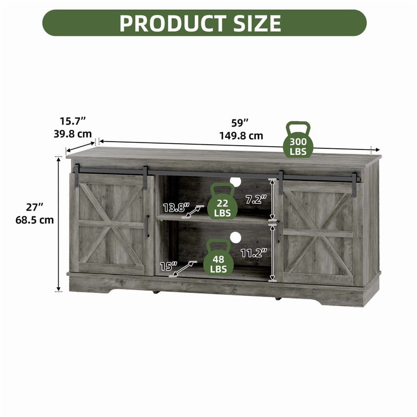 Uforic Farmhouse TV Stand for 65-Inch TV, Entertainment Center with Sliding Barn Door,Media Console for Living Room,Grey