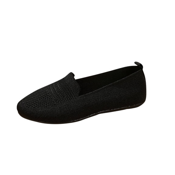 Xfvqtps Flats for Women Mesh Knit Soft Sole Breathable Business Dressy Casual Ballet Loafers Comfortable Slip on Shoes Black
