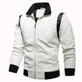 thumbnail image 3 of Men's color block PU leather jacket youth motorcycle embroidered jacket street wear stand-up collar design, 3 of 8