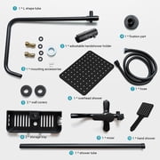 BVSOIVIA 3 IN 1 Bathroom Shower Faucet Rainfall Shower Set Matte Black Wall Mount Bathtub Shower Mixer Tap Shower System with Shelf