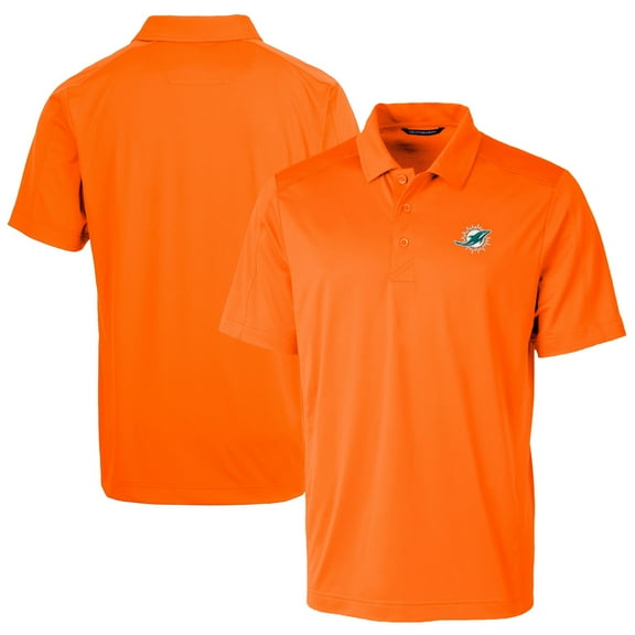Men's Cutter & Buck Orange Miami Dolphins Prospect Textured Stretch Polo