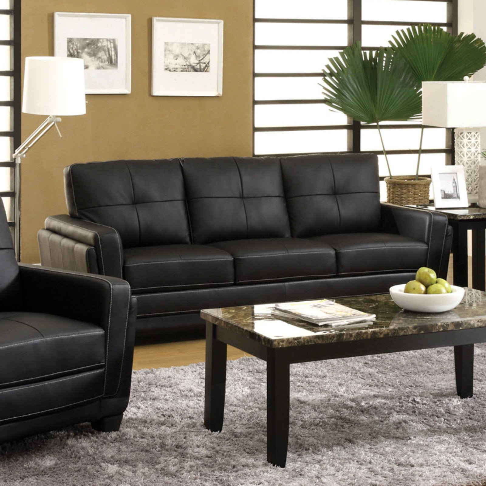 Furniture of America Silverdale Leatherette Sofa Black
