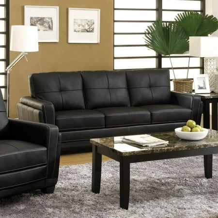 Furniture of America Silverdale Leatherette Sofa - Black